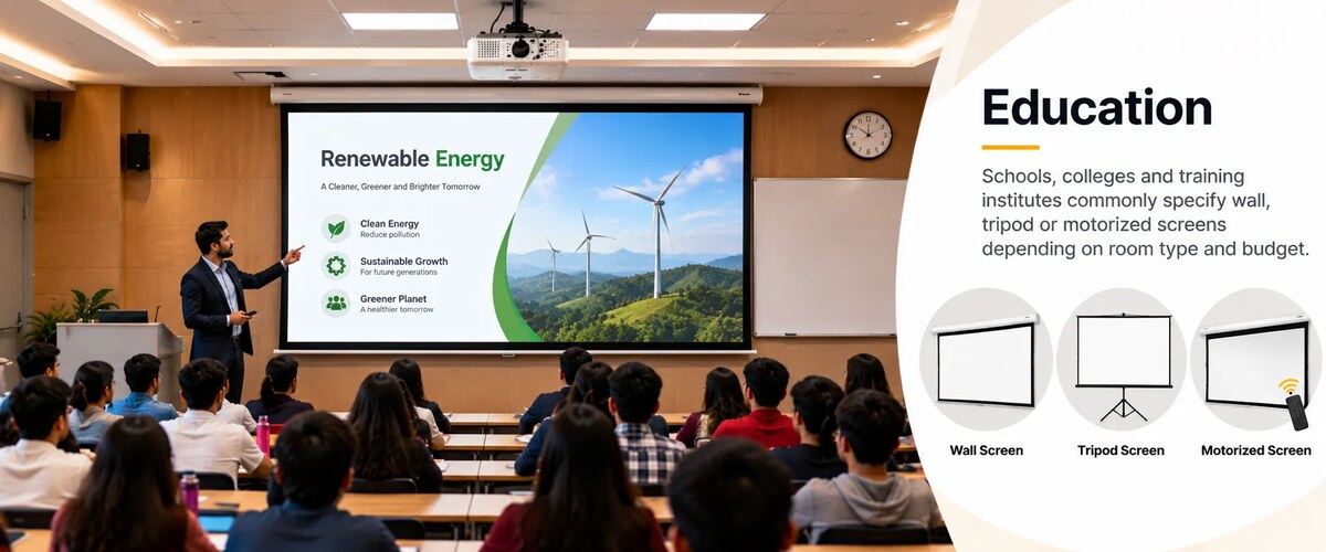 Education projector screen application, by SPS Acmera