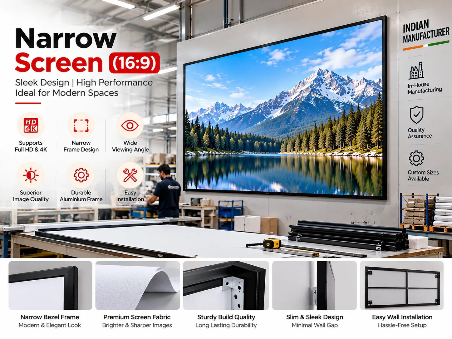 Narrow Frame Screen (16:9) — illustrative setup