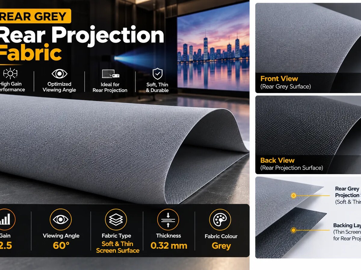 Rear Grey projection fabric swatch, by SPS Acmera