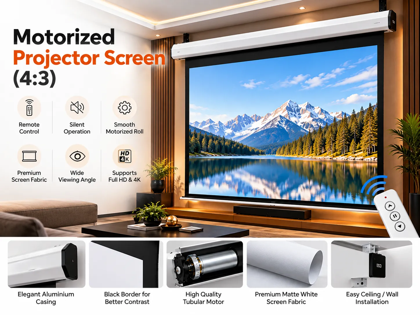 240 Inch Motorized Projection Screen (4:3)